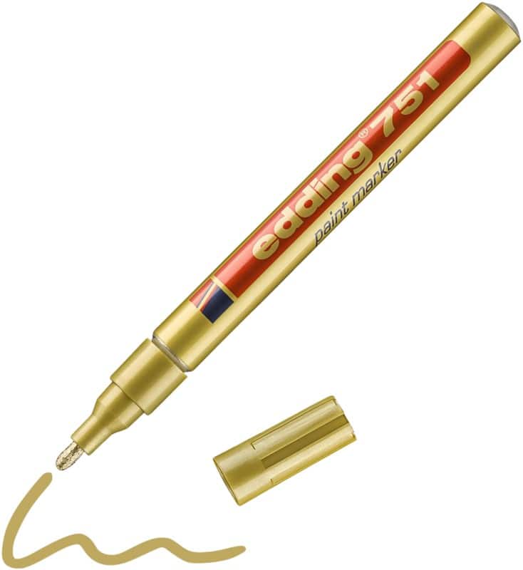 edding 751 Permanent Lackmarker Gold Fein Rundspitze 1 - 2 mm  Wasserbeständig