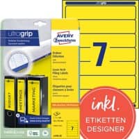 AVERY Zweckform ultragrip Ordneretiketten L4765-20 Selbsthaftend DIN A4 Gelb 3,8 x 19,2 cm 20 Blatt à 7 Etiketten