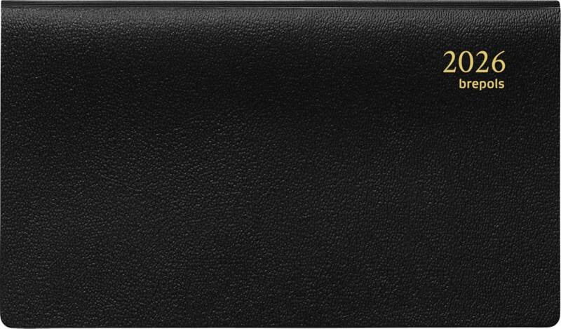 Brepols Omniplan Genova Terminplaner 2026 DIN A6 1 Woche / 2 Seiten Deutsch, Englisch, Französisch, Italienisch, Niederländisch, Spanisch Schwarz