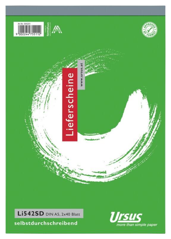 Ursus Style Lieferscheinbuch LI542SD A5 2x40 Blatt selbstdurchschreibend
