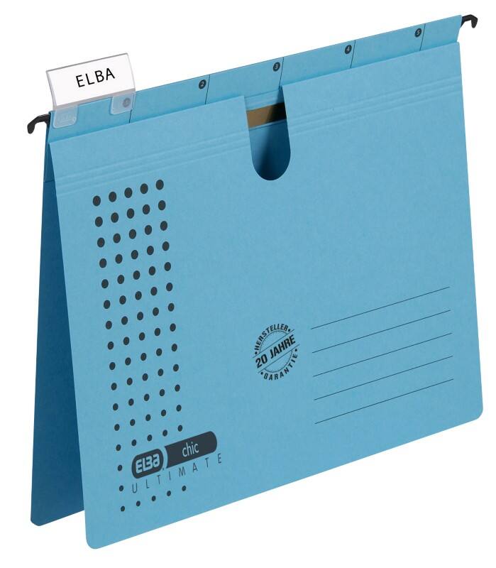 ELBA chic ULTIMATE Hängemappen DIN A4 V-Boden Blau Blauer Engel UZ56 (Recyclingkarton Schreibwaren) 5 Stück