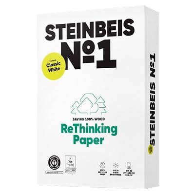 Steinbeis No.1 DIN A3 Druckerpapier  Recycelt 100% 80 g/m² Glatt Weiß 500 Blatt