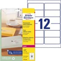 AVERY Zweckform Abziehhilfe QuickPEEL Wasserabweisend Selbsthaftend Adressetiketten L4772-25 Selbsthaftend DIN A4 Transparent 99,1 x 42,3 mm 25 Blatt à 12 Etiketten