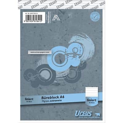 Ursus Style Notizblock DIN A6 Liniert Geheftet Papier Grau Perforiert 100 Seiten