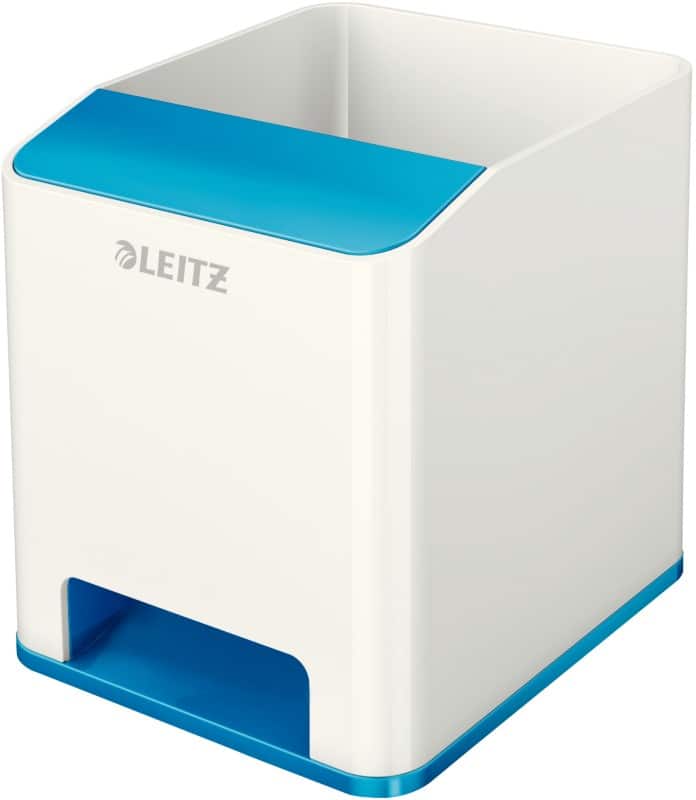 Leitz WOW Sound Stiftehalter Duo Colour Weiß, Blau 9 x 10 x 10,1 cm