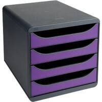 Exacompta Schubladenbox Big-Box Polystyrol Mausgrau, Violett 27,8 x 34,7 x 26,7 cm
