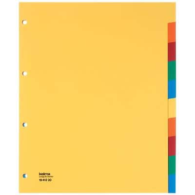 Kolma Blanko Register DIN A4 XL hoch Farbig sortiert 10-teilig Kunststoff 4 Löcher 10 Blatt