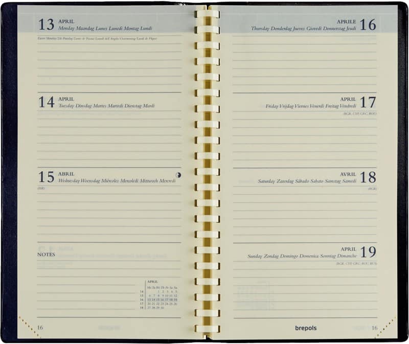 Brepols Interplan Terminkalender Nachfüllung 2026 DIN A6 1 Woche / 2 Seiten Deutsch, Englisch, Französisch, Italienisch, Niederländisch, Spanisch Schwarz