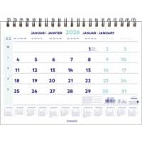 Brepols Wandkalender 2026 1 Monat / 1 Seite Niederländisch, Französisch, Deutsch, Englisch 31,5 (B) x 0,6 (T) x 46 (H) cm Weiß