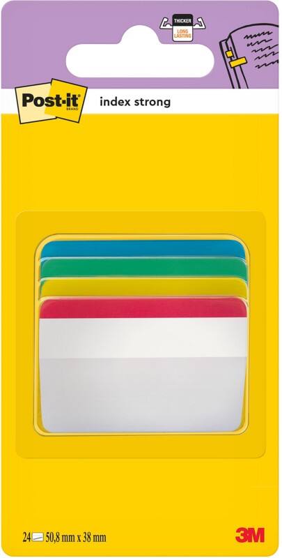 Post-it Index Strong Haftmarker 50,8 x 38 mm Farbig sortiert 6 x 4 Pack