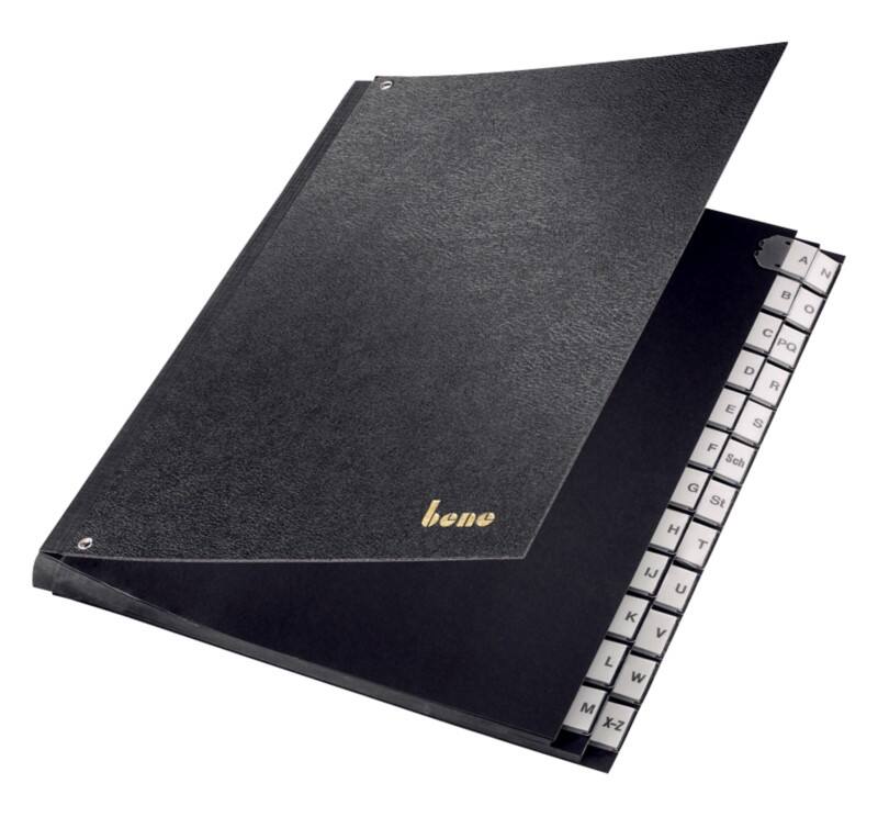 Bene Pultordner 75100 DIN A4 Schwarz Hartpappe A - Z 27,2 x 35,5 cm