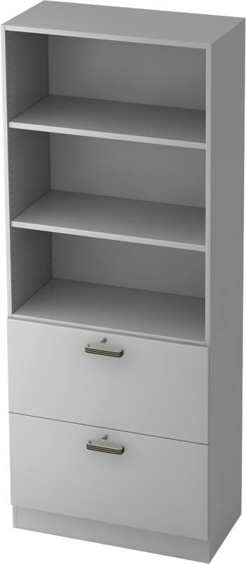 Hammerbacher Future Melaminharzbeschichtete Spanplatte Aktenschrank 2 Fachböden 800 x 420 x 2.004 mm Grau