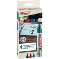edding EcoLine 21 Rundspitze Permanentmarker Mittel Rundspitze 3 mm Blau, Grün, Rot, Schwarz Nachfüllbar 4 Stück