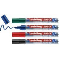 edding 250 Whiteboard-Marker Farbig sortiert Mittel Rundspitze 1,5 - 3 mm 4 Stück