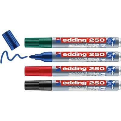 edding 250 Whiteboard Marker Mittel Rundspitze Farbig sortiert 4 Stück