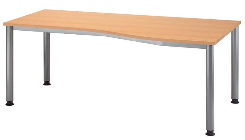 Hammerbacher H-Serie Schreibtisch Freiform Buche 4 Füße 1.800 (B) x 1.000 (T) x 680 (H) mm Melaminharzbeschichtete Spanplatte, Metall