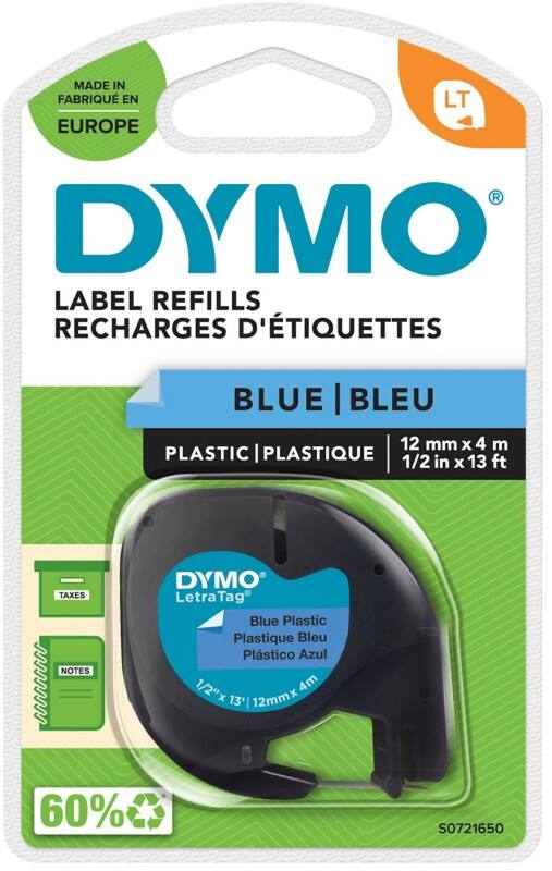Dymo LT S0721650 / 91205 Authentic LetraTag Schriftband Selbstklebend Blau 12 mm x 4m