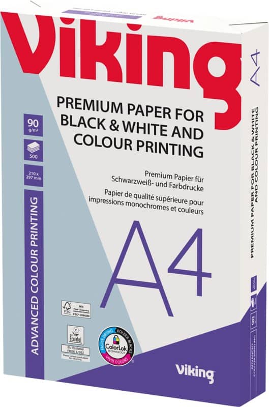 Viking Advanced Colour Printing DIN A4 Druckerpapier 90 g/m² Glatt Weiß 169 CIE 500 Blatt