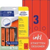 AVERY Zweckform ultragrip Ordneretiketten L4752-20 Selbsthaftend DIN A4 Rot 6,1 x 29,7 cm 20 Blatt à 3 Etiketten