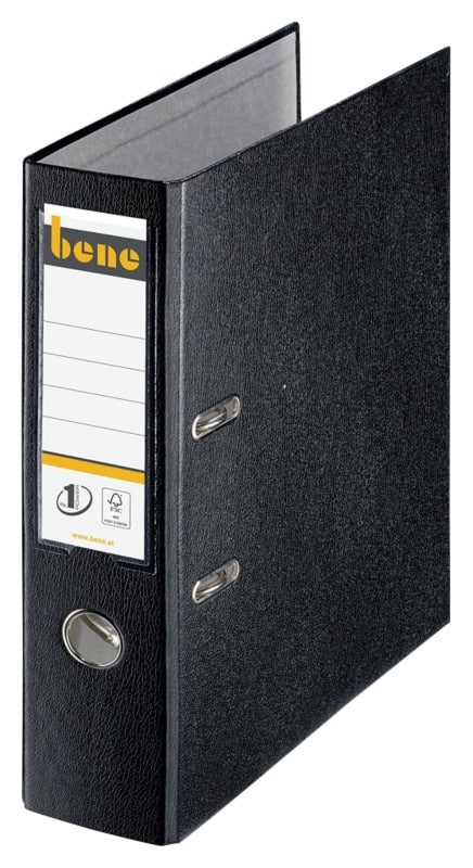 Bene No.1 Power Ordner Breit DIN A4 80 mm Schwarz 2 Ringe 291400 Kunststoff Hochformat