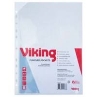 Viking Premium Prospekthüllen  DIN A4 Glasklar Transparent 110 Mikron PP (Polypropylen) Öffnung oben 11 Löcher 25 Stück