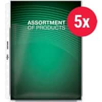 Rexel Extra Capacity Prospekthüllen  DIN A4 Genarbt Transparent 170 Mikron PVC (Polyvinylchlorid) Öffnung oben 11 Löcher 5 Stück