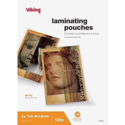 Viking Laminierfolien DIN A4 Glänzend 125 Mikron (2 x 125) Transparent 100 Stück