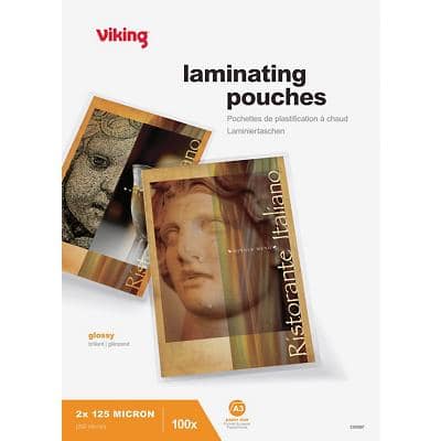 Viking Laminierfolien DIN A3 Glänzend 125 Mikron (2 x 125) Transparent 100 Stück