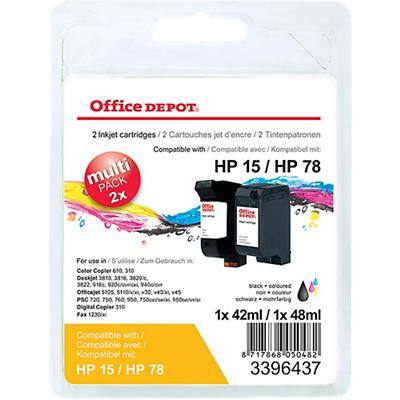 Kompatible Office Depot HP 15,78 Tintenpatrone SA310AE Schwarz & 3 Farbig 2 Stück