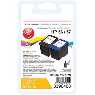 Office Depot 56 / 57 Kompatibel HP Tintenpatrone SA342AE Schwarz & 3 Farbig Duopack 2 Stück