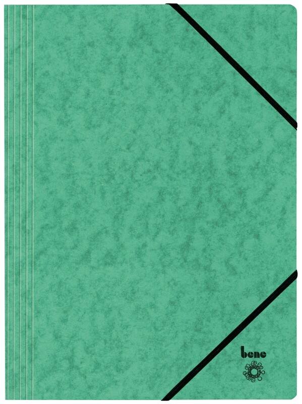 Bene Dreiflügelmappe Vario DIN A4 Grün Karton mit Gummizug-Verschluss 24,5 x 32 cm