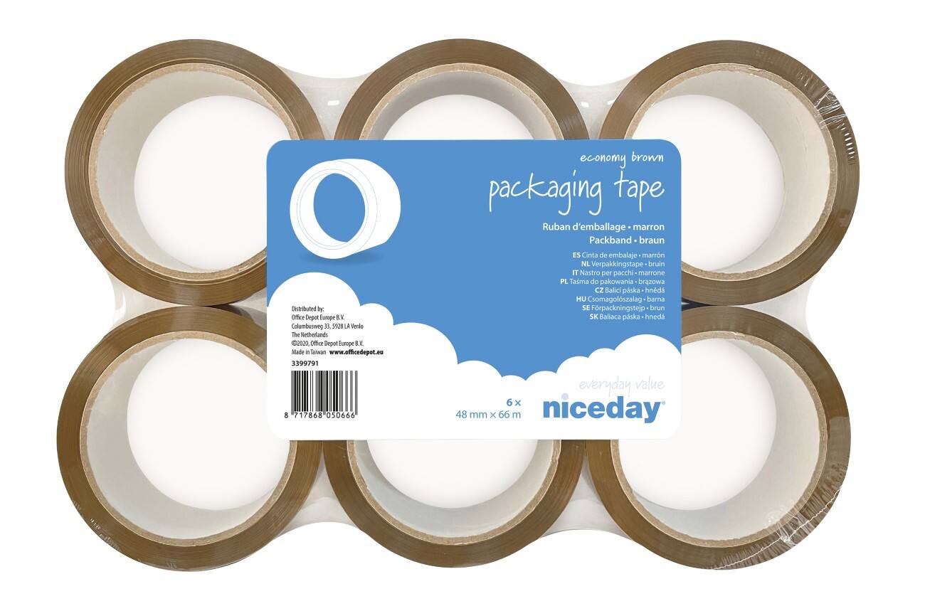 Niceday Verpackungsklebeband Economy 48mm x 66m Braun 6 Rollen