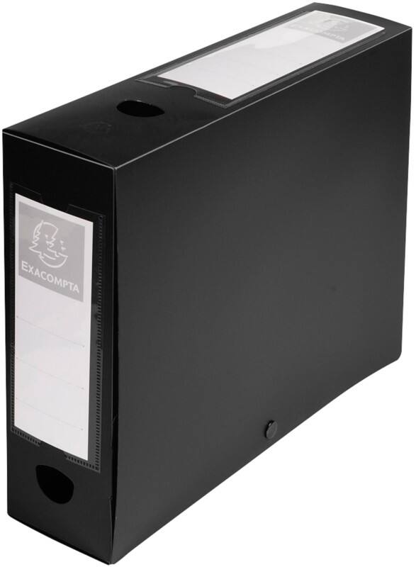 Exacompta Dokumentenbox 59831E DIN A4 PP (Polypropylen) Druckknopf 25 (B) x 8 (T) x 33 (H) cm Schwarz 8,0 cm