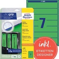 AVERY Zweckform ultragrip Ordneretiketten L4764-20 Selbsthaftend DIN A4 Grün 3,8 x 19,2 cm 20 Blatt à 7 Etiketten