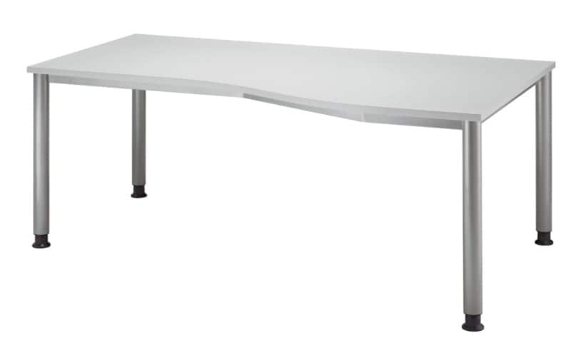 Hammerbacher Matrix Schreibtisch Freiform Hellgrau, Silber 4 Füße 1.800 (B) x 1.000 (T) x 810 (H) mm Aluminium, Holz, Kunststoff, Spanplatte