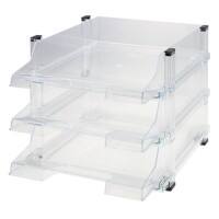 helit 3er-Briefkörbe "Brillant" Kunststoff Transparent 28,2 x 34,7 x 23,4 cm 3 Stück