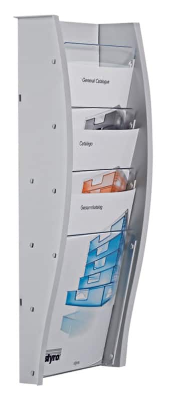 Styro styrodisplay DIN A4 Wandprospekthalter Wandmontiert Hellgrau 128-340.02801 26,2 x 10,4 x 57,7 cm