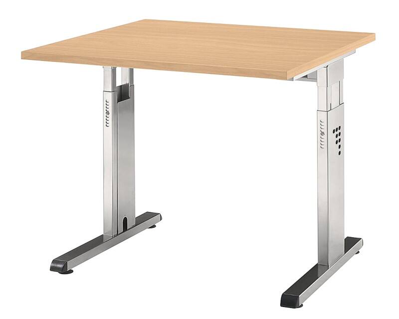 Hammerbacher O-Serie VOS Höhenverstellbar Schreibtisch Quadratisch Buche C-Fuß 800 (B) x 800 (T) x 850 (H) mm Spanplatte, Stahl