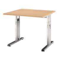 Hammerbacher O-Serie VOS Höhenverstellbar Schreibtisch Quadratisch Buche C-Fuß 800 (B) x 800 (T) x 850 (H) mm Spanplatte, Stahl