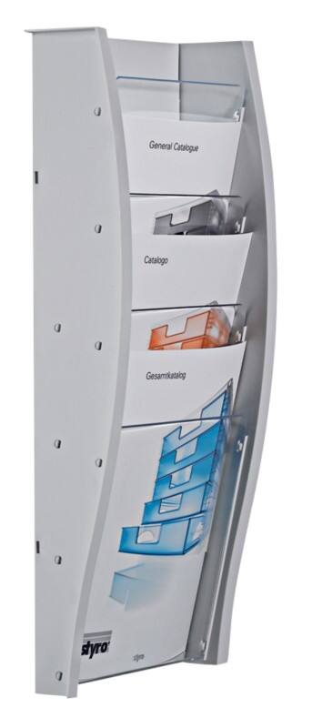 Styro styrodisplay DIN A5 Wandprospekthalter Wandmontiert Hellgrau 128-350.02801 20,9 x 10,4 x 57,7 cm