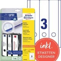 AVERY Zweckform ultragrip Ordneretiketten L4759-25 Selbsthaftend DIN A4 Weiß 6,1 x 29,7 cm 30 Blatt à 3 Etiketten