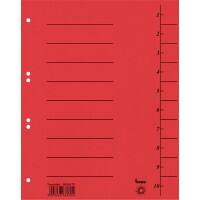 Bene Trend 1 bis 10 Trennblätter DIN A4 Rot 10-teilig Pappkarton 6 Löcher 50 Stück
