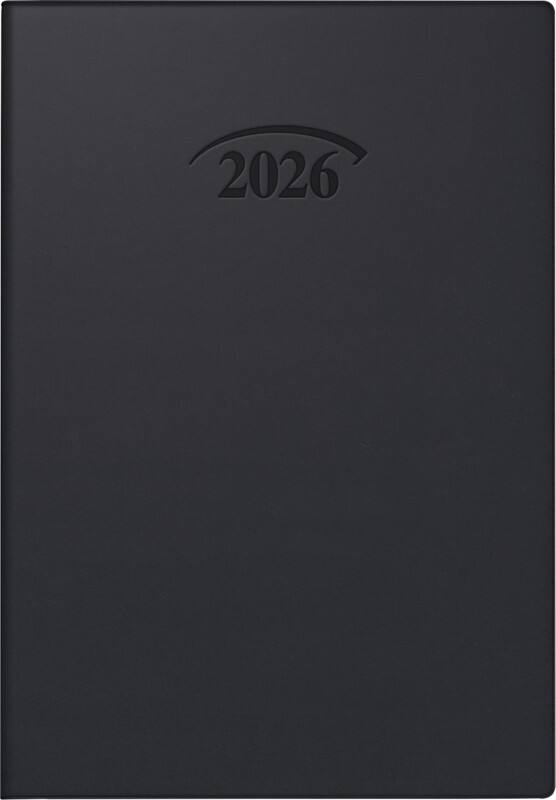 BRUNNEN Termminplaner Boston 2026 A7 1 Woche auf 2 Seiten Kunststoff Schwarz Deutsch