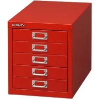 Bisley Schubladenschrank 5 Schübe DIN A4 Rot 325 x 279 x 380 mm
