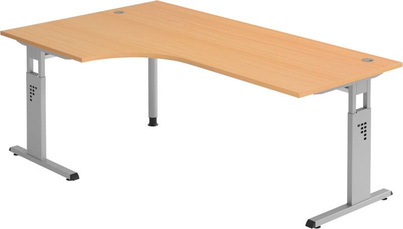 Hammerbacher Matrix VOS Höhenverstellbar Eckschreibtisch Buche C-Fuß 2.000 (B) x 1.200 (T) x 850 (H) mm Spanplatte, Stahl