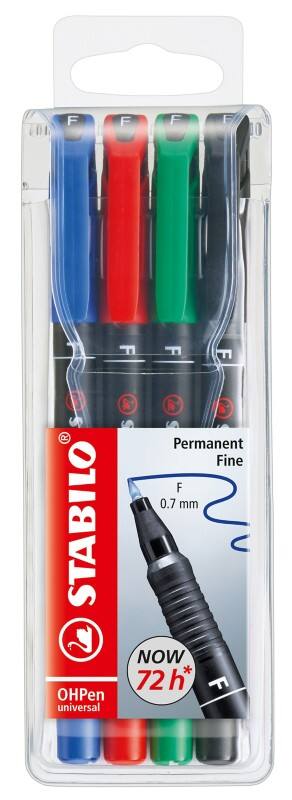 STABILO universal OHP-Marker  Fein Filzspitze 0.7 mm Farbig sortiert Nachfüllbar 4 Stück