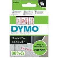 DYMO D1 Beschriftungsband Authentisch 45015 S0720550 Selbsthaftend Rot auf Weiß 12 mm x 7 m