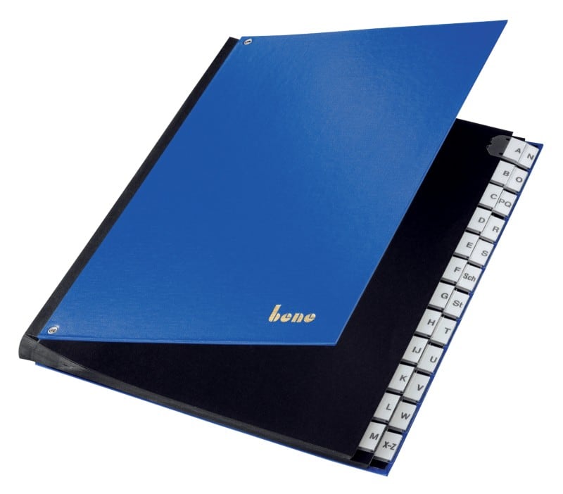 Bene Pultordner DIN A4 Blau Hartpappe A - Z 27 x 34,5 cm