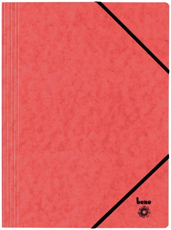 Bene Dreiflügelmappe Vario DIN A4 Rot Karton mit Gummizug-Verschluss 24,5 x 32 cm