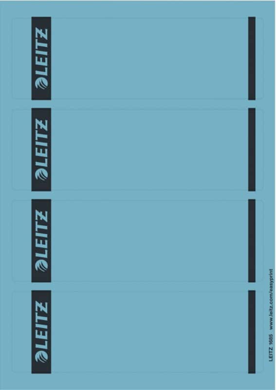Leitz Bedruckbar Selbstklebende  Rückenschilder 1685-20-35 DIN A4 Blau 6.15 x 19,2 cm 25 Blatt à 4 Etiketten